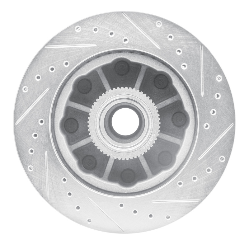 Chevrolet Express 3500 Brake Rotor (1) - Front Left - R1 Concepts - Drilled & Slotted - Silver - `01-`02
